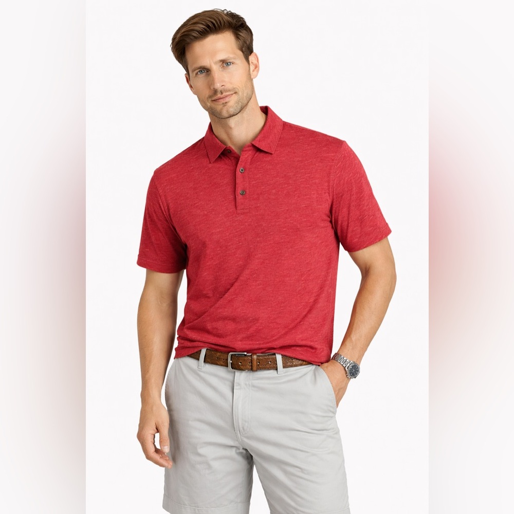 Hawker Rye Men’s Polo Shirt XL Red Heather Short Sleeve 100% Cotton
